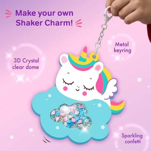 Image of Chalk & Chuckles Joydomes Dreamy Unicorn, DIY Shaker Keychain & Bag Charm | Pack of 6, Tween Creative Accessories Kit, Birthday Return Gifts & Party Activity for Kids Age 6, 7, 8, 9, 10 Years