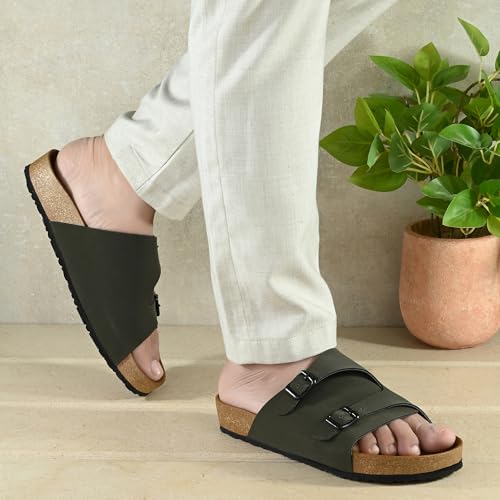 Image of Centrino Men's Berkin-Style Slip-On Sandals | Open Toe Design | Soft PU Footbed | Lightweight & Comfortable | Arch Support | On-Grip Sole | Casual Outdoor Wear (6866)
