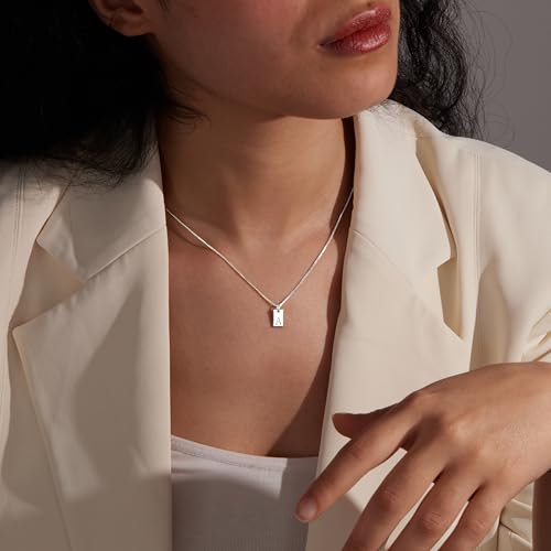 Collier femme chaîne mince or 14K pendentif initiale carré tendance - 6