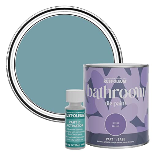 Rust-Oleum Blue Water-Resistant Bathroom Tile Paint in Satin Finish - Pacific State 750ml