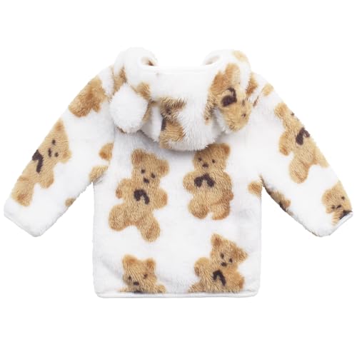 Image of Toddler Girls Boys Fleece Hoody Jacket Zip Up Teddy Coat Warm Winter Outwear