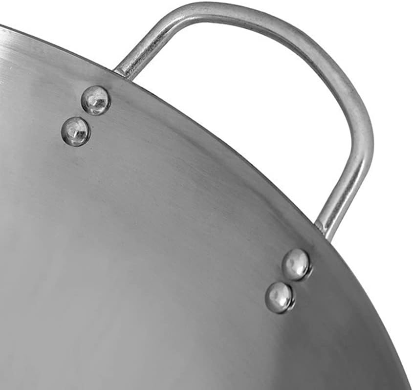 Multipurpose Thickened Double Ear Magnetic Stainless Steel Wok for Gas Cooktops 32cm-70cm Uncoated Chef Wok Suitable for Kitchen Use