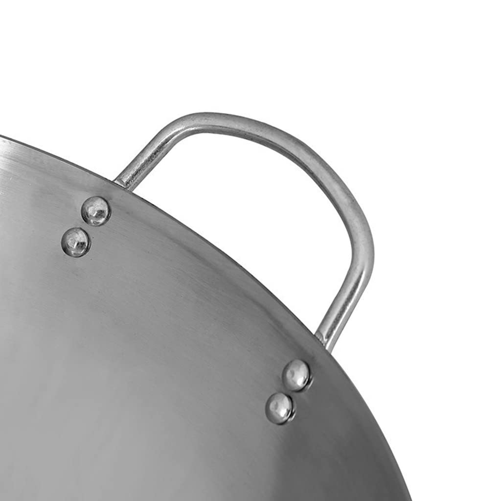 201 Nichtmagnetischer Edelstahl-Doppelohrwok, 32 cm-70 cm dick, unbeschichtet, antihaftbeschichtet, für den gewerblichen Einsatz auf Gaskochfeldern
