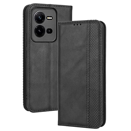 WOBURN Hülle für VIVO X80 Lite, Premium TPU/PU Leder Klappbar Schutzhülle Tasche Handyhülle mit Standfunktion & Kartensteckplätzen, Brown