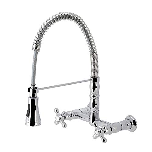 Kingston GS1241AX Pre-Rinse Bridge Kitchen Faucet, Polished Chrome