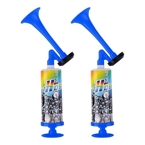 Xiuyer Corne de Brume, Trompette Supporter, Corne de Brume a Gaz, Lot de 2 Cornes de Brume Portables, Klaxon à Pression Atmosphérique, pour Les fêtes, Les événements Sportifs (Bleu)