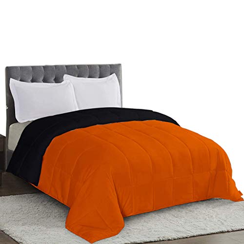 Image of Microfiber Reversible Comforter | Lightweight Blanket | Quilt for Super King Bed in Black & Orange Color 200 GSM
