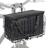 HOMEE Folding Rear Bike Basket Wire Mesh Fold-Up Detchable Front Bag Rear Hanging Bike Basket Bicycle Bag Cargo Rack for Mountain Bike Accessories Bike Frame Basket 1 Pack