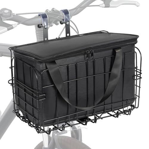 HOMEE Folding Rear Bike Basket Wire Mesh Fold-Up Detchable Front Bag Rear Hanging Bike Basket Bicycle Bag Cargo Rack for Mountain Bike Accessories Bike Frame Basket 1 Pack