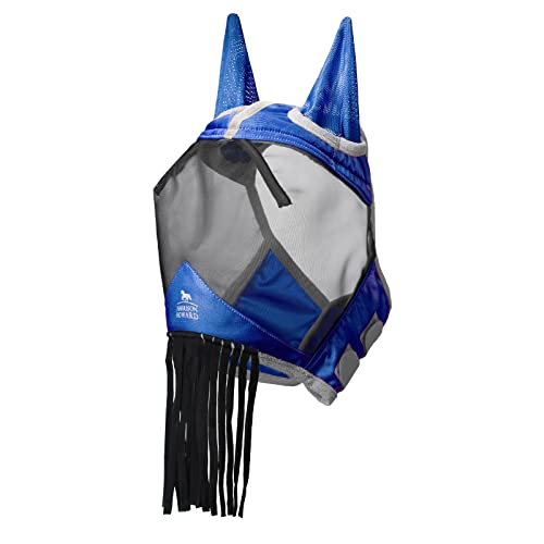 Harrison Howard CareMaster Horse Fly Mask with Ears and Nose Fringe Fly Protector Defender Mask Signature Blue Full Size by Harrison Howard - Image 2