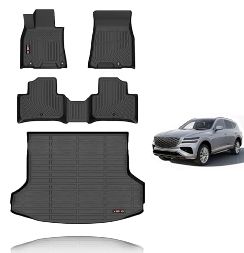 KELCSEECS Floor Mats & Cargo Liner for 2026 2025 2024 2023 2022 Genesis GV70(Not fit Electrified) Car Mats Genesis GV70 All Weather Floor Mats Trunk Mat Accessories Black