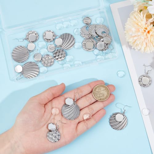 Pendientes de cabujón de acero inoxidable SUNNYCLUE con 48 piezas de bisel blanco y vidrio 4