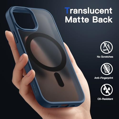 Image of JETech Magnetic Cover Case for iPhone 13 Mini 5.4-Inch Compatible with MagSafe, Translucent Matte Back Slim Shockproof Phone Cover (Storm Blue)