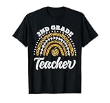 2nd Grade Teacher Leopard Rainbow Back to School T-Shirt