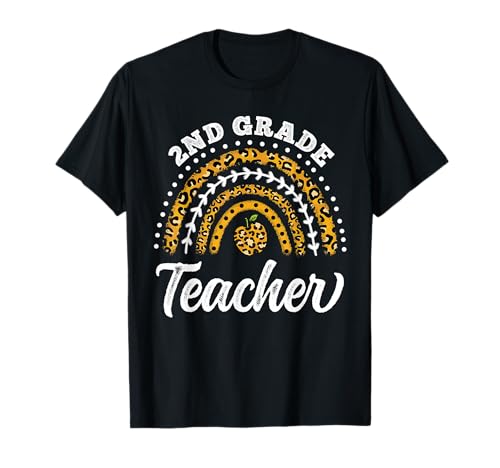 2nd Grade Teacher Leopard Rainbow Back to School T-Shirt