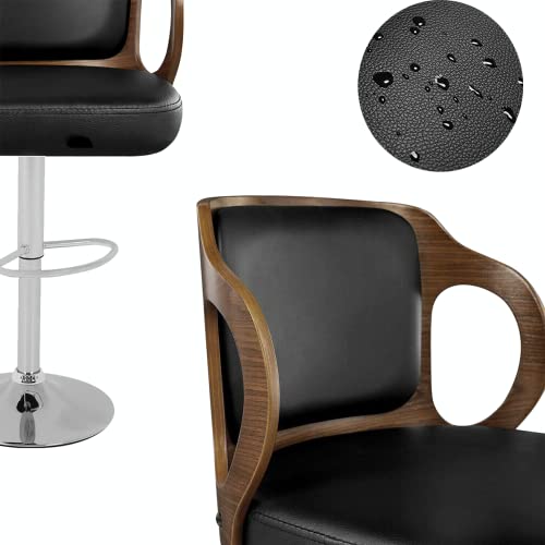 Tffnew Modern Bar Stools Set Of 2 Height Swivel Counter Pu Leather And Wooden Pub Stool With Back Armrest Dinning Room Kitchen (Black), 17.7 X 17 41.7 Inches #TOP3