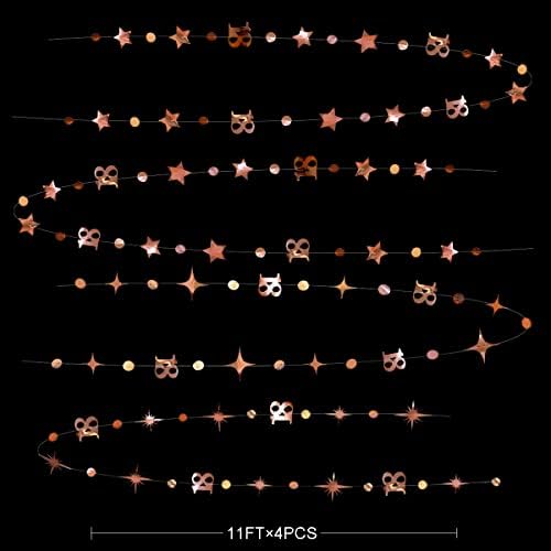 Rose Gold 18th Birthday Decorations Number 18 Circle Dot Twinkle Star Garland Kit Metallic Hanging Streamer Bunting Banner Backdrop for Girls Happy 18 Year Old Eighteen Anniversary Party Supplies