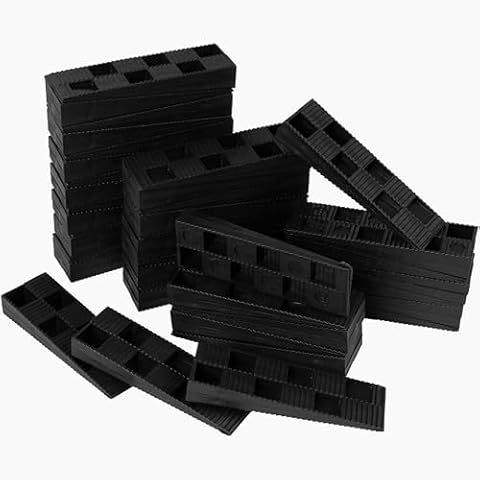 Repa Market Ridged Plastic Building Wedges - Shims for Leveling - 3.74" x 1.18" Inch/Pack of 40 - Construction Spacers - Leveler Wobble Shim for Home Improvement - Leveling Floor, Furniture, Window Cover