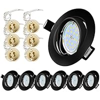 Foco Empotrable LED Techo,5W Equivalente 60W Incandescente,Luz Blanco Cálido 2700K 600LM,Foco LED Interior Empotrable,Marco de Metal Redondo Negro,Ojos de Buey LED 230V,Ángulo Rotable 35°(6 piezas)