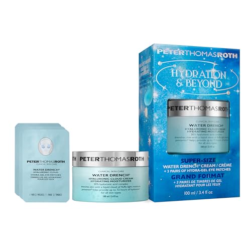 Peter Thomas Roth Hydration & Beyond Set – Super-Size Water Drench Hyaluronic Cloud Cream & Hydra-Gel Augenpads – Intensive Feuchtigkeitspflege für alle Hauttypen – Langanhaltende Hydration und Pflege
