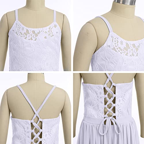 Girls Hawaiian Dress - Kids Dresses For Girls Size 10-12 - Wedding Long Chiffon Junior Bridesmaid Dress For Kids Pageant Princess Birthday Formal Evening Gown White - Spaghetti Straps 15-16 Years #TOP5