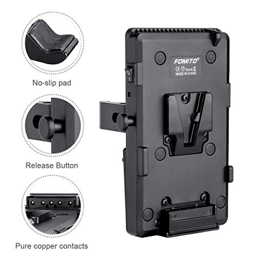 Fomito V-Lock V-Mount Plaque d'adaptateur de Batterie avec Pince pour Support d'éclairage trépied avec Sortie D-Tap/DC/USB pour caméscope, Appareil Photo Reflex numérique, éclairage LED, Moniteur – vue 7