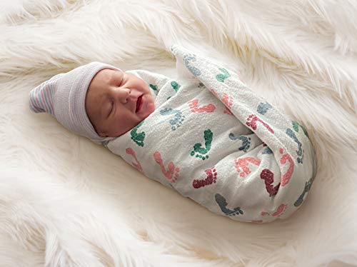 Baby Hospital Nursery Receiving Swaddling Blankets for Newborn Babies - Breathable 100% Cotton - Durable Hospital Quality - Generous Size (Baby Feet, 6 Pack) Kuddle Up by PILL THING - Used condition - US$20.62