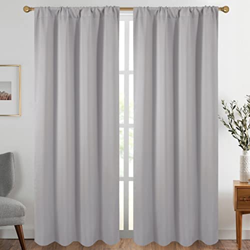 Diraysid Light Grey Blackout Curtains for Bedroom and Living Room Thermal Insulated Room Darkening Curtains Drapes, 52 x 84 inch, 2 Panels