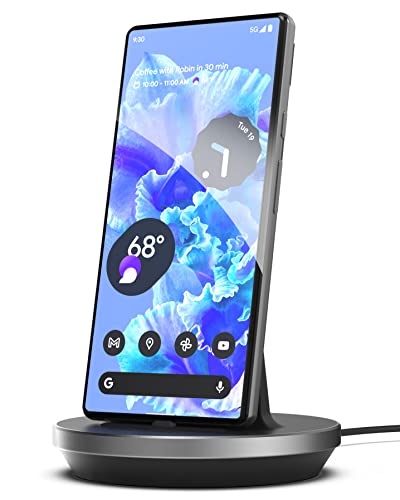 Encased USB Type C Desktop Charging Stand - Compatible with All Google Pixel Phones - Charger Dock for Pixel 6a, 6 Pro, / 7a, 7, 8, 8 Pro Models, Aluminum Black (Case Compatible)