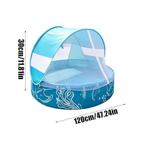 Piscine pliable 120 x 30 cm anti-crevaison avec auvent - 7