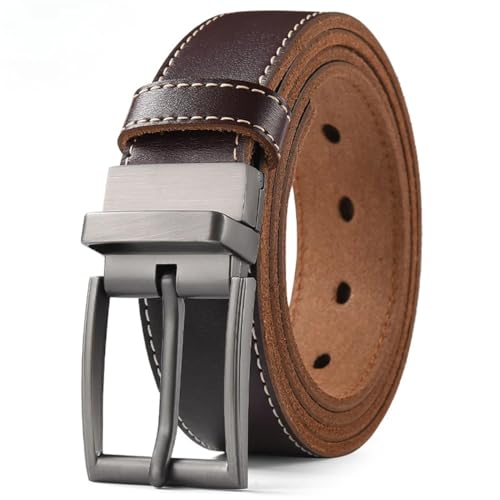 Men's Buckle Jeans Leather Casual Belts Business Cowboy Waistband Plus Size Genuine Leather Belt