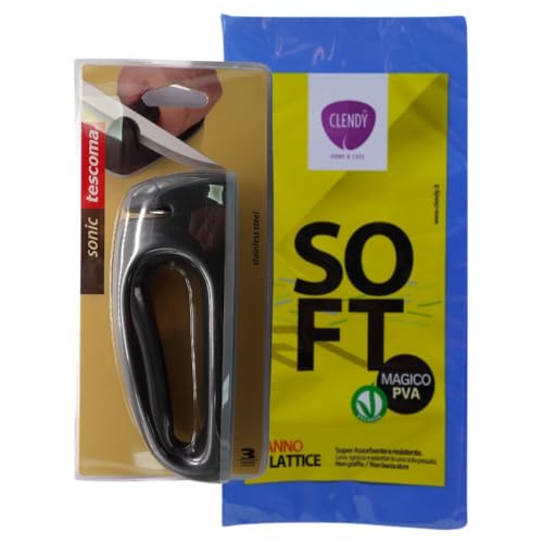 Affilacoltelli, Provvisto di Dischi Affilatori in Acciaio Inox con Superficie Diamantata, Resistenti ed Efficaci per Un'Affilatura Precisa, + Panno in Lattice (1 Unità + Panno)