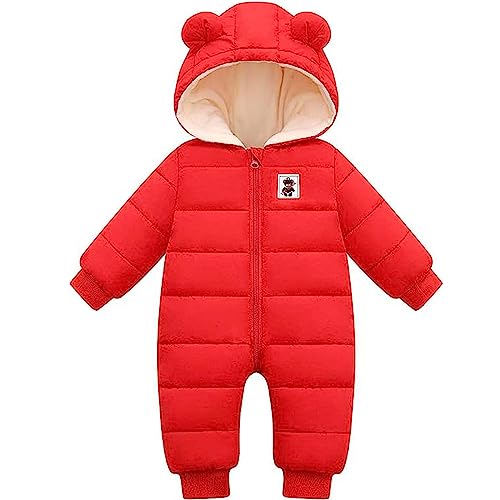 BYFRI Baby Winter Clothes Snowsuit 6-12 Infant Bear Hooded Jumpsuit Newborn Coat Unisex Toddler Cozy Bodysuit Snow Outerwear for Girls