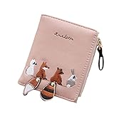 Monedero, Bolso de Damas portátiles con Cremallera y chasquido, Billetera de Mujeres Plegable Animales Lindos Patrones Bordados Caricatura de Caricatura de Caricatura - S