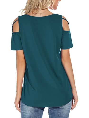 Image of Jar of Love Women's Summer Tops Short Sleeve Cold Shoulder Tops T-Shirts for Women Spring Summer Tops Loose Fit Tunic 2026
