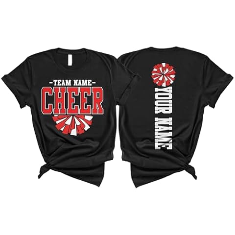 FLOCHIL Personalized Cheer Mom Shirt for Women, Custom Cheer Shirts for Moms with Name, Team Name, Cheerleading Mom Shirt, Cheer Shirt Gift for Sport Lovers Cover