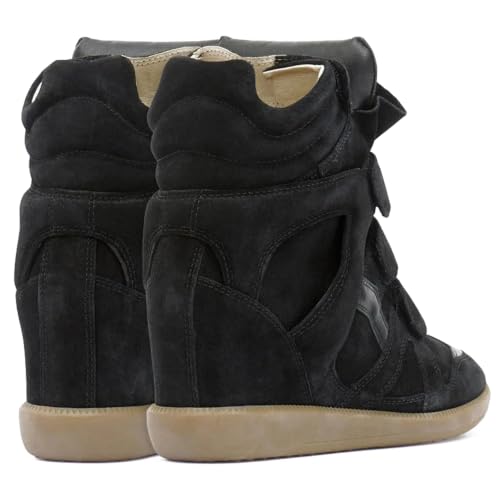 Image of Wedge Sneakers for Women, High Top Platform Suede with Hidden Wedge & Triple Strappy Band