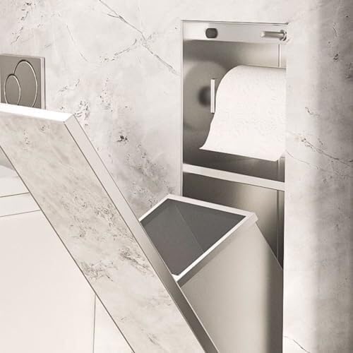 Étagère de toilette dissimulée avec armoire en métal noire pour rangement WC et douche