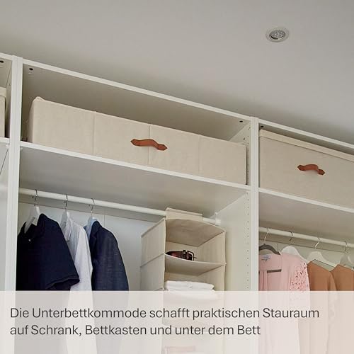 LOVE IT STORE IT Premium Unterbettkommode - Unterbett Aufbewahrungsbox für Bettwäsche - Aus Leinen-Baumwoll-Mix - Verstärkt mit Karton - Beige - 90x45x18 cm