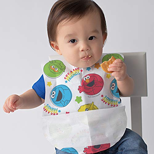 Bibsters Sesame Street Large Disposable Bibs With Patented Crumb-Catcher, Leakproof Liner, And Reusable Fastener -Age 6 Months And Up 32 Count (Pack Of 1) #TOP3