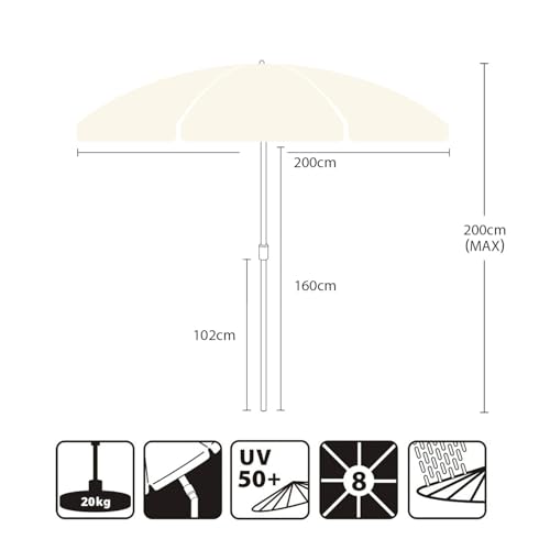 Sekey Sonnenschirm 200 cm mit Schutzhülle aufgerollt und bereit für den Strandbesuch.