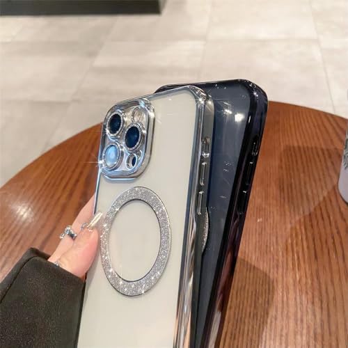 Étui iPhone 12 Pro Max magnétique paillettes violet coque transparent Magsafe - 4