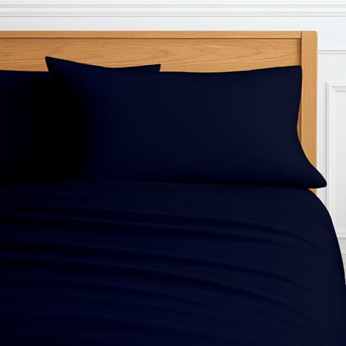 Way Fair 4 Piece Sheet Set King (78"x80") Size Navy Blue Solid - 100% Egyptian Cotton, 600-Thread-Count Cooling Bed Sheets, 15 Inch Deep Pocket of Fitted Sheet, Luxury King Size Cotton Bed Sheets Set