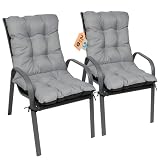 SuperKissen24. Cojín de Silla Jardin Asiento para Interior y Exterior Cómodo e Impermeable para Tumbonas de Jardin o Terraza, Mecedoras (Conjunto de 2-48x96x7 cm, Gris)