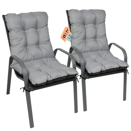 SuperKissen24. Coussin Dossier pour Chaise Longue, Siège, Banc de Jardin, Canapé - Lot de 2-96x48 cm - Bain de Soleil - Intérieur/Extérieur – imperméable - Gris