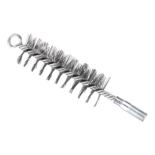 PATIKIL 40mm Dia Bore Brush, Stainless Steel Twisted Wire Cleaning Brush Round Cylinder Pipe Cleaner with 12mm Spiral Shank for Tubes, Ports, Bearings, Drill Driver, Silver Tone