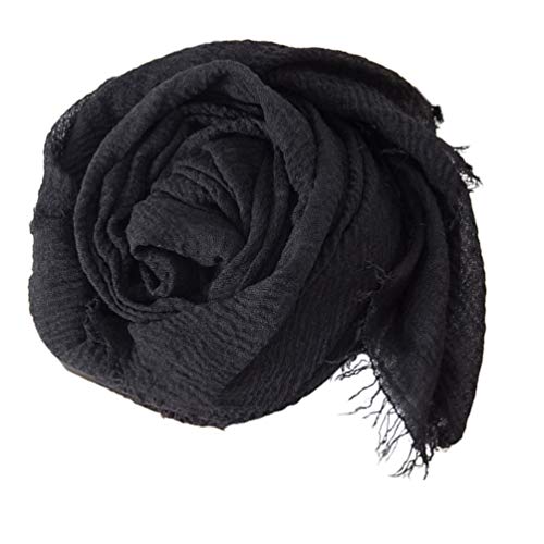 Cachecol de linho de algodão turbante, xale muçulmano, cachecol de linho, cachecol de pescoço para v