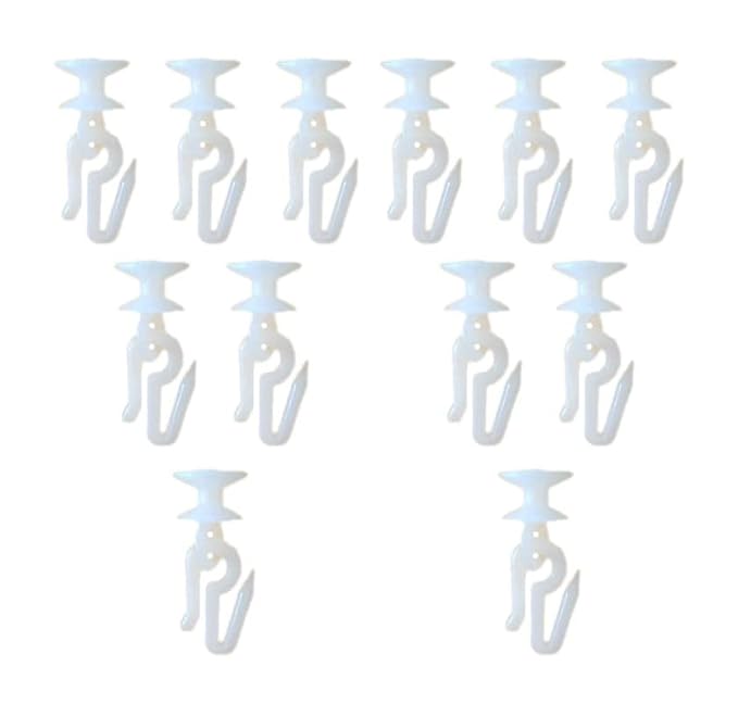 Smart Shophar Plastic Curtain Round Runner with 1-inch Hook White Pack of 12 / Smooth Gliding/Secure Attachment/Durable Material