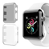 [2 Pack] Apple Watch 38mm Series 2 Case, NSR New Design Slim PC Hard Screen Protector Cover Case for iWatch Series 2 38mm - Clear/Gray