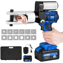 60 KN Rechargeable Cable Lug Terminal Crimping Tool Electric Hydraulic Pliers with 12 Dies 10-300mm2, Electric Hydraulic Cable Crimper Tool Kit